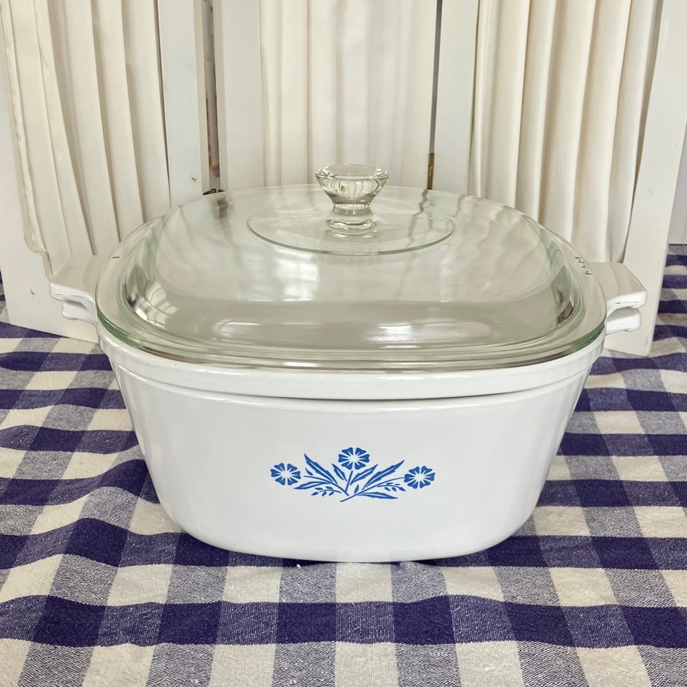 Vintage MCM 3 Piece Corning Ware Double Boiler Blue Cornflower 1960-69, Rare